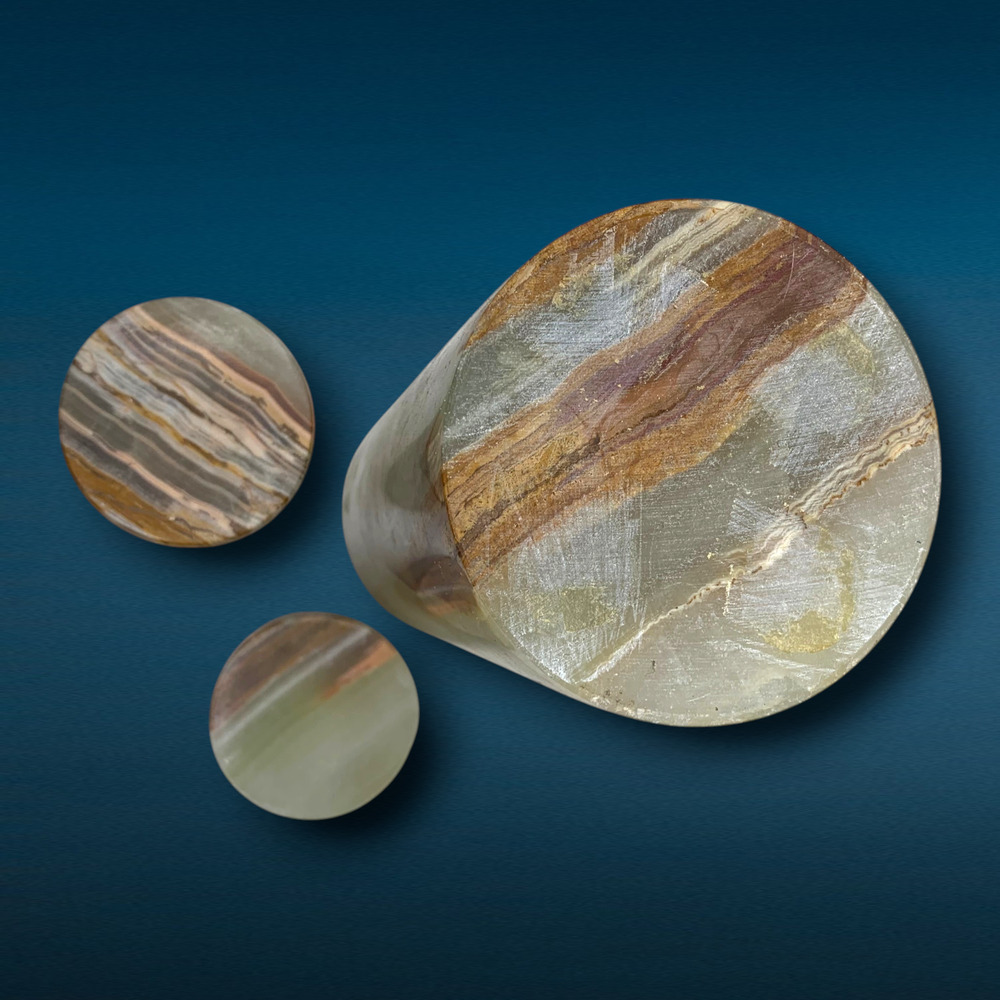 Lot 3 Vintage Natural Banded Onyx Stone Bud Vases Decorative Vessels Mid Century - Picture 6 of 10
